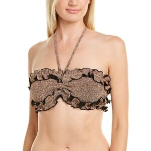 𝅺devon WINDSOR Gigi Bandeau Bikini Top in Shimmer Brown Women's Size Small